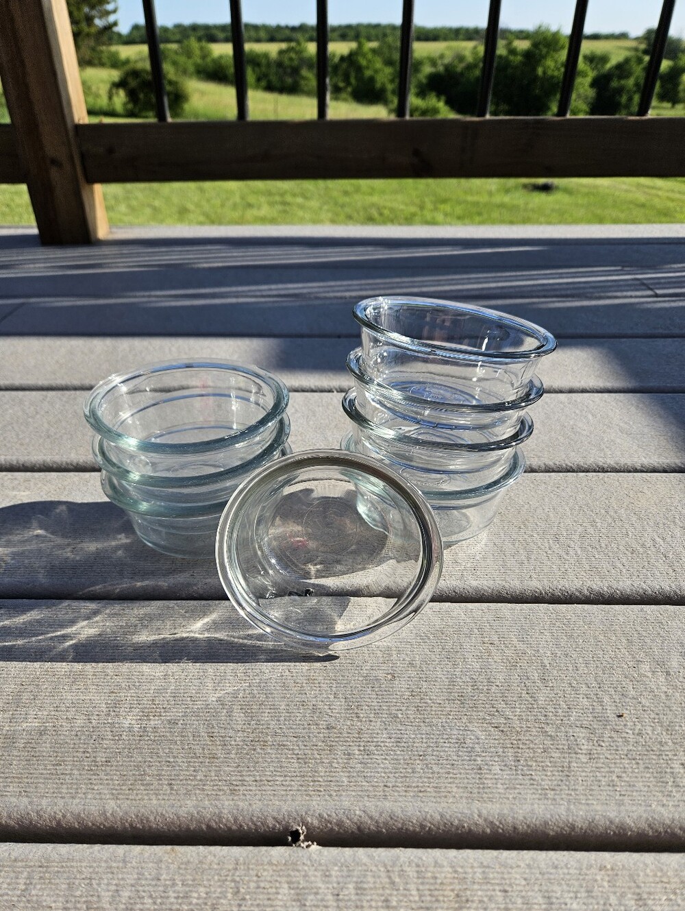 Vintage Anchor Hocking Custard 10 oz Glass Bowls w Rim USA #1019 Oval Lot of 8